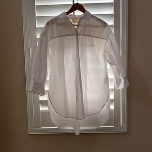 Long, oversized white collared shirt, like new, Maeve by anthropology, m